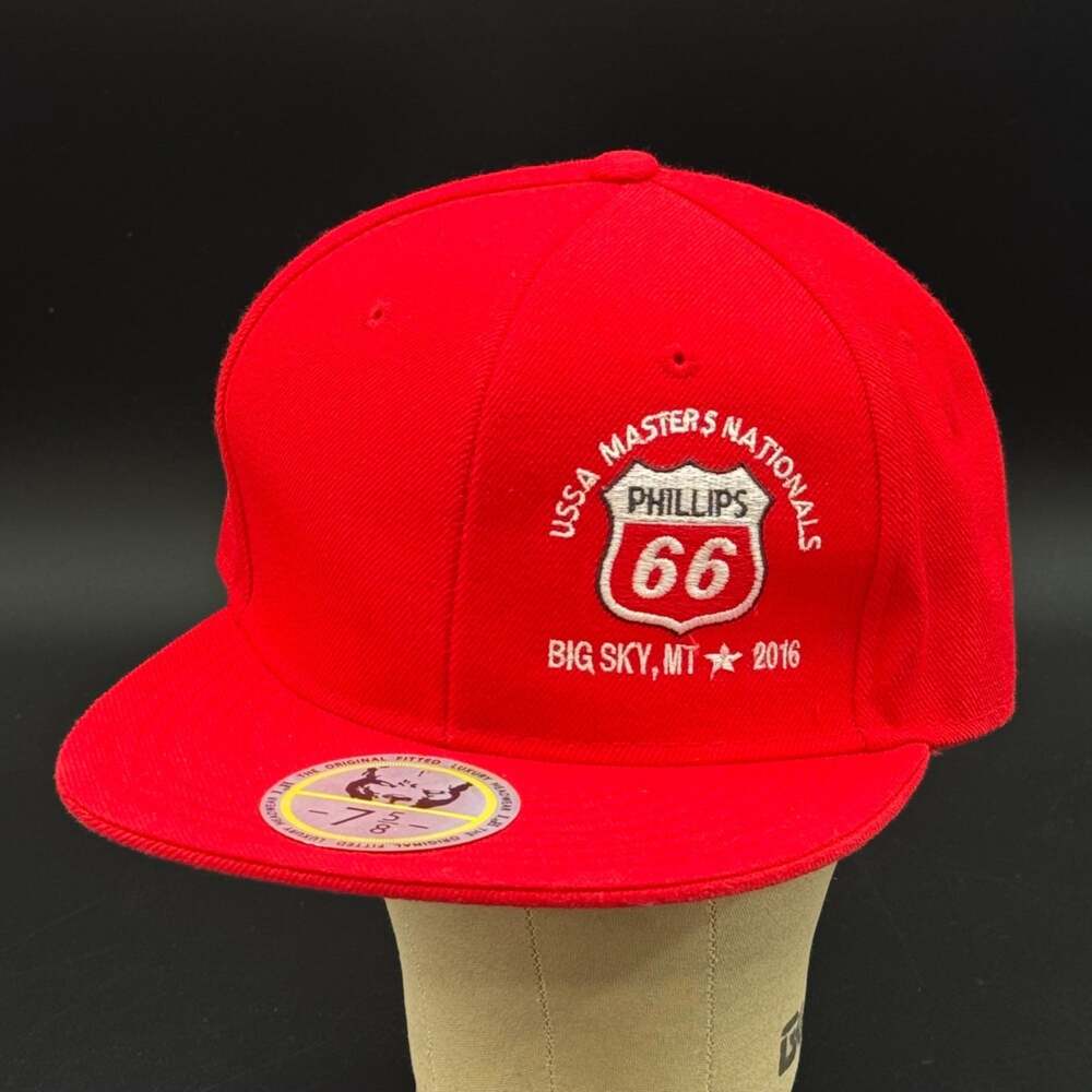 2016 Phillips 66 USSA Masters Nationals Big Sky MT Fitted Hat 7 5/8 Red Cap